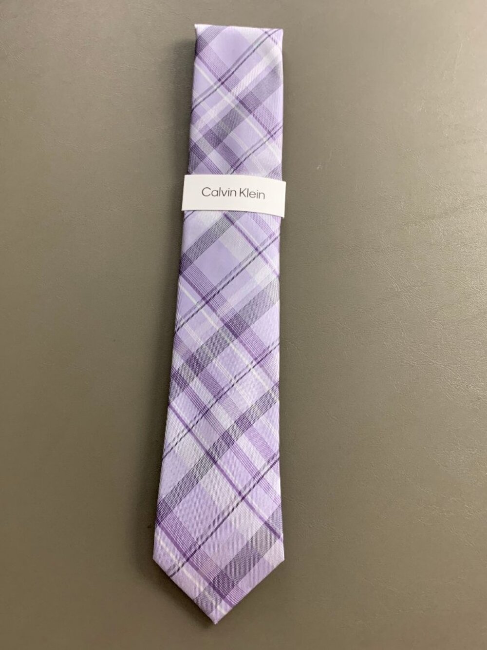 Calvin Klein Men's 3'' Polyester and Silk Neck Tie, Purple Rainey Plaid, OS